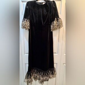 Pomander Place/ 
Tuckernuck Black Dress with Gold Lace Accents